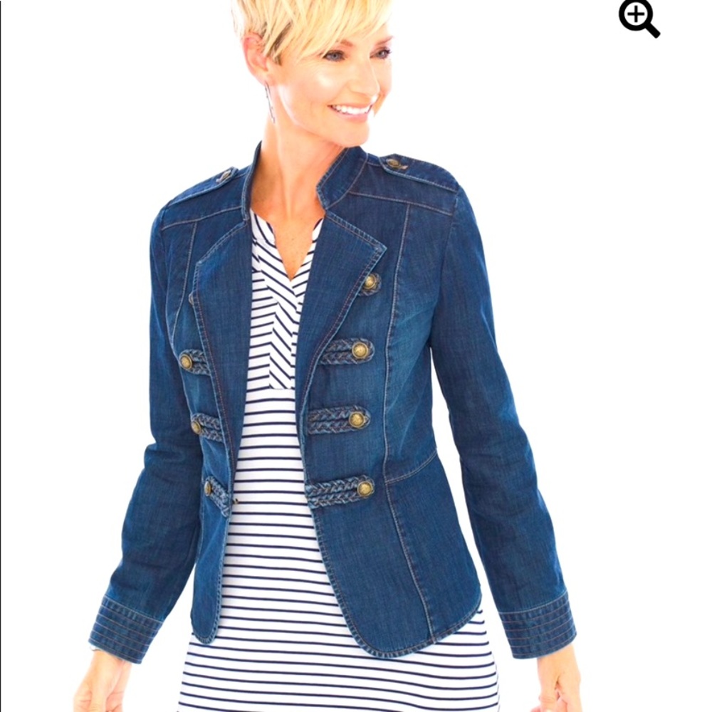 Chico’s military denim jacket